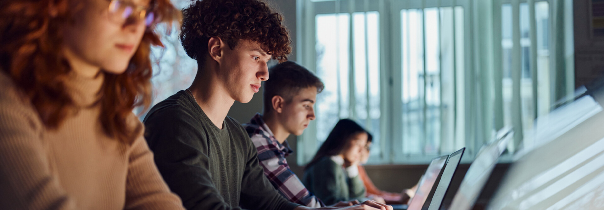 Students using computer