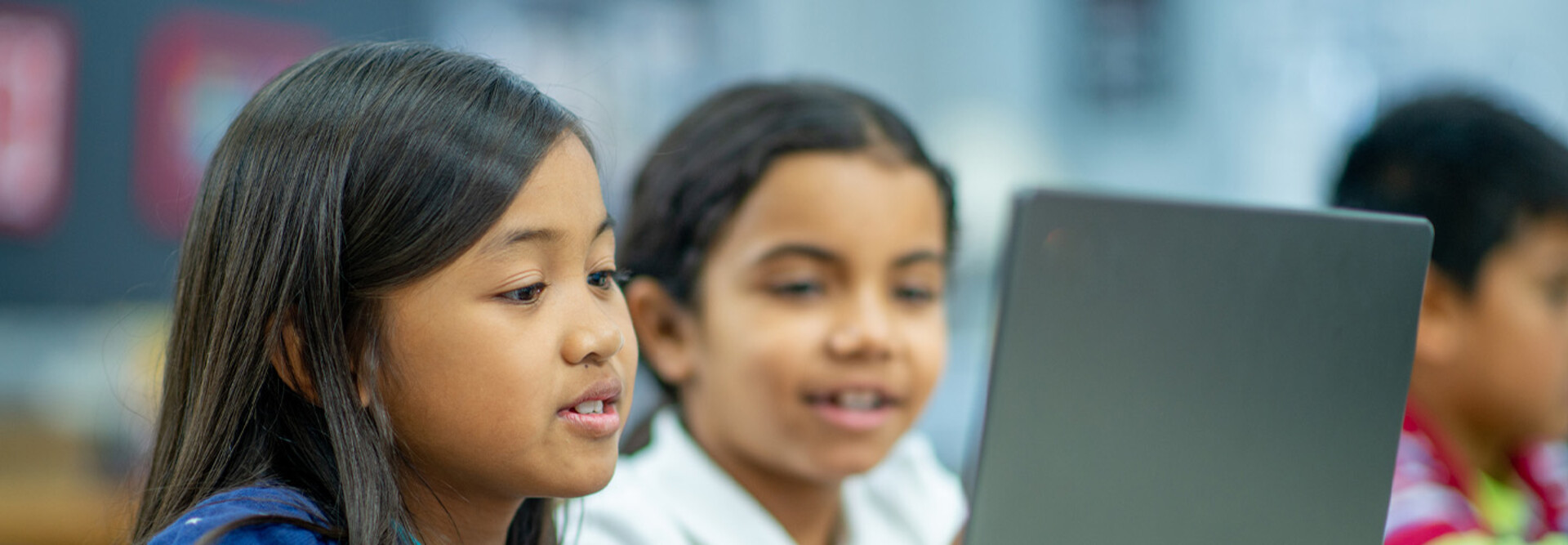 Students using a computer
