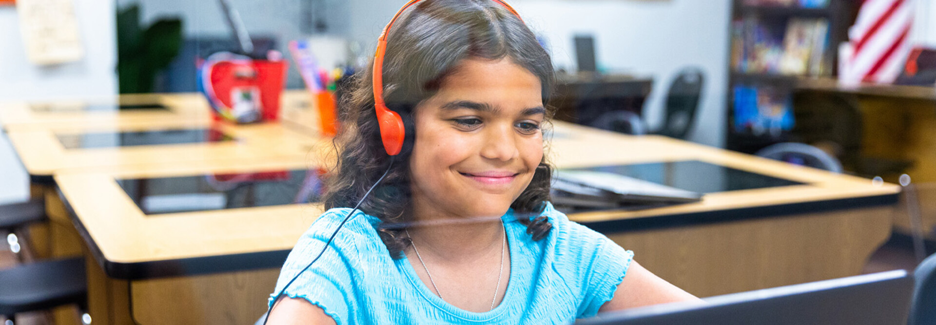 Student using computer
