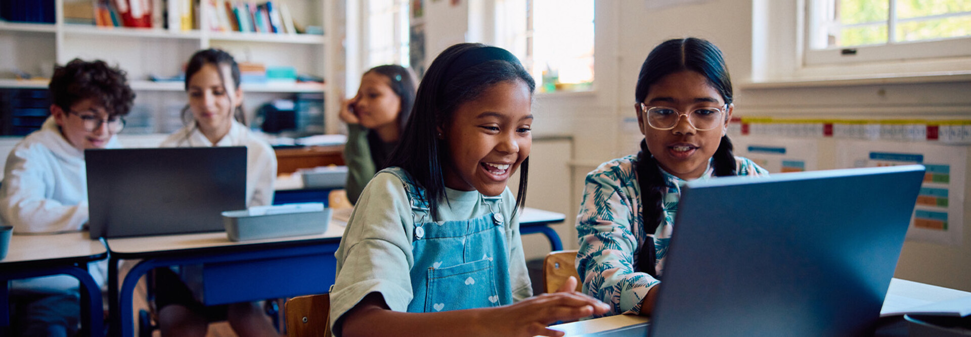 Students using computers