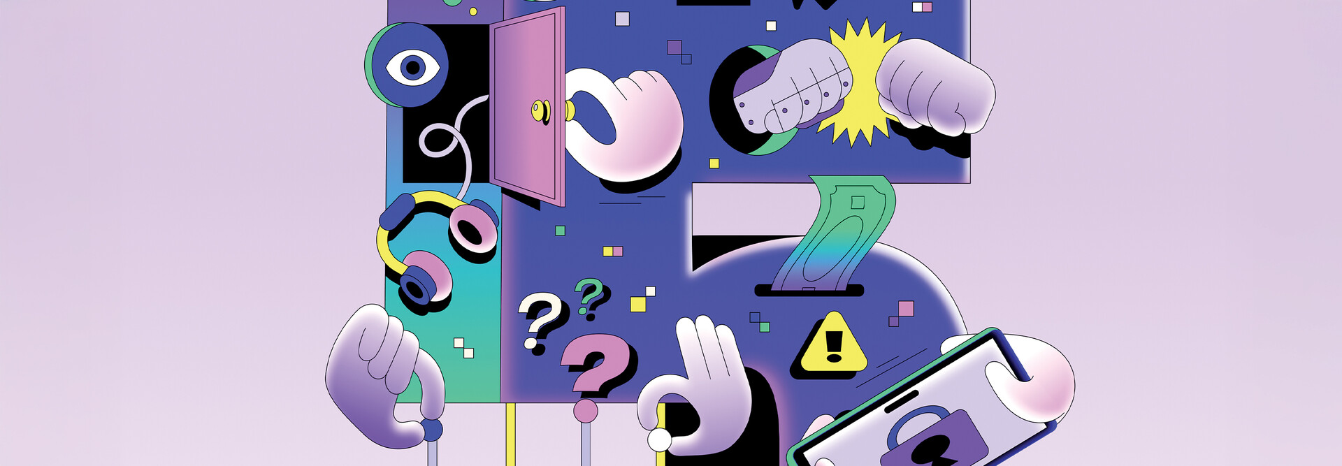 Illustration of devices and the number five