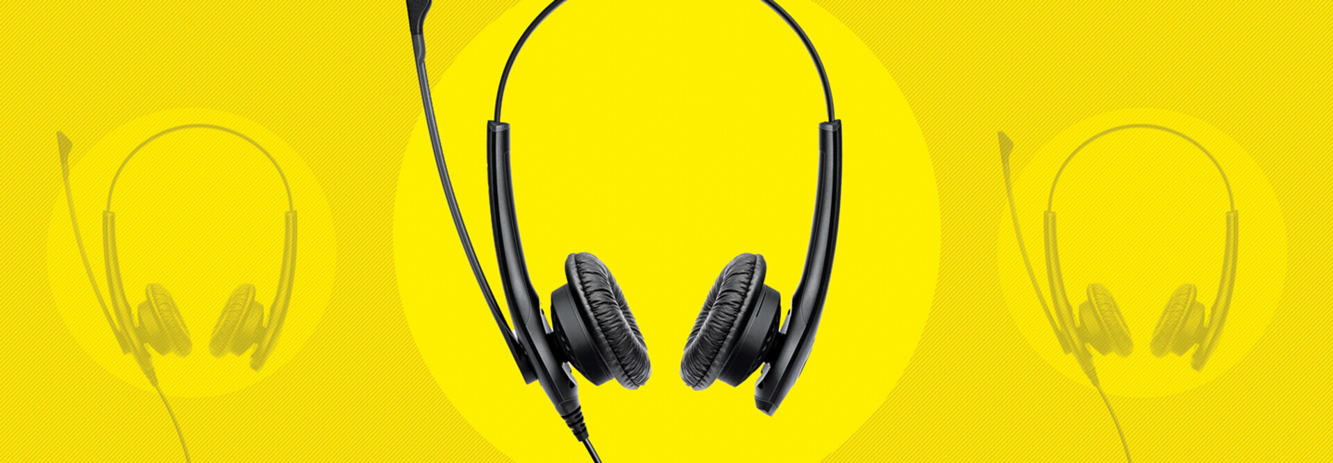 Headphones on a yellow background