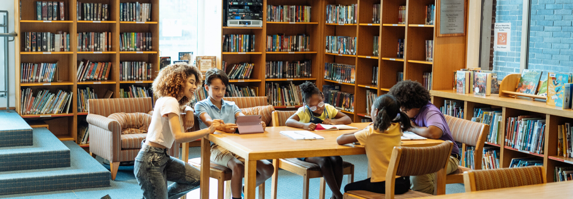 Students reading in library