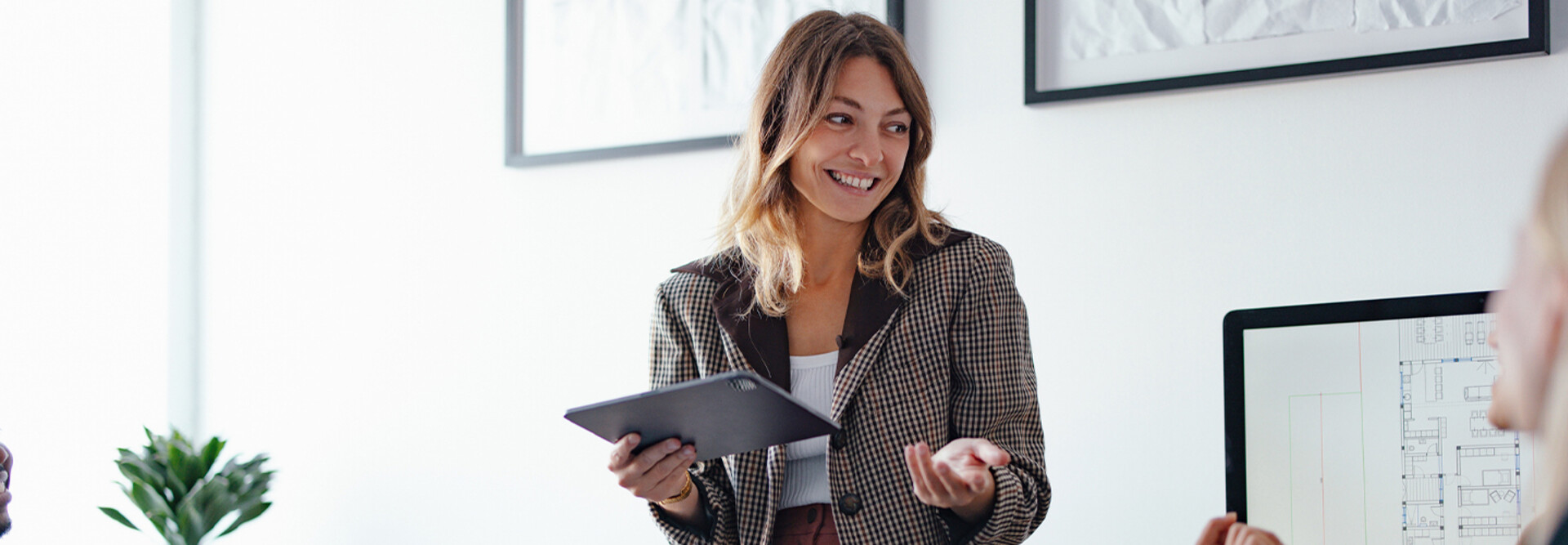 Professional holding a tablet