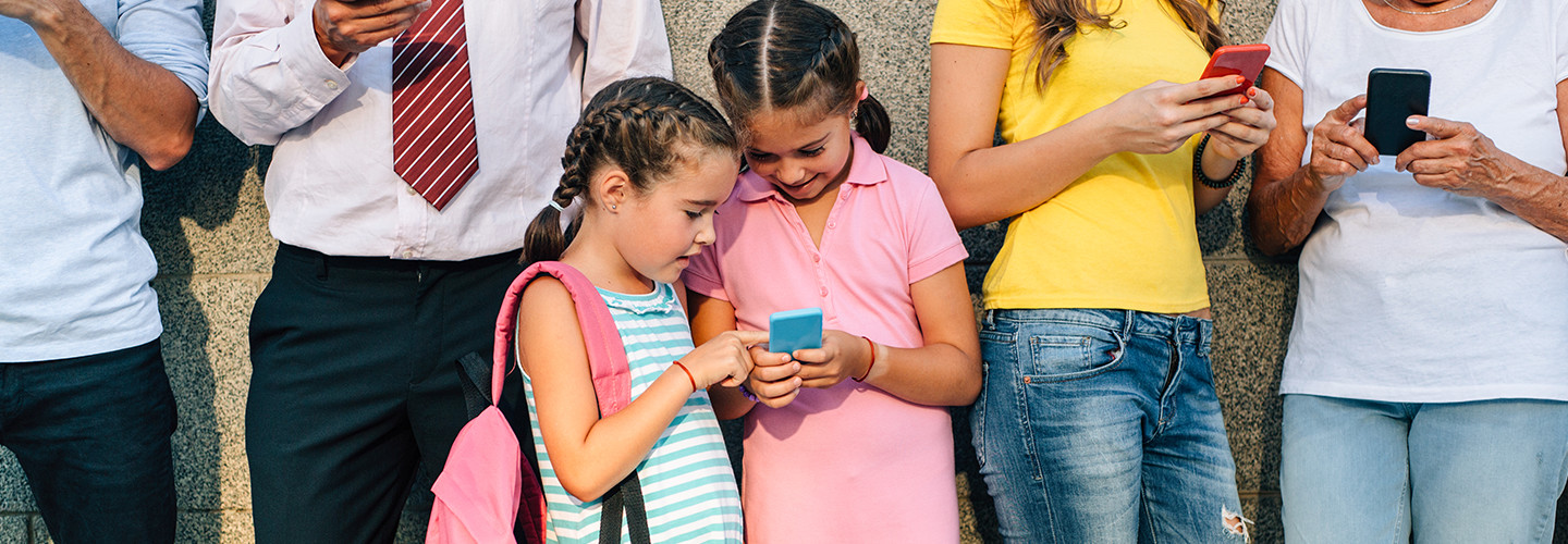 Little girls use personal devices