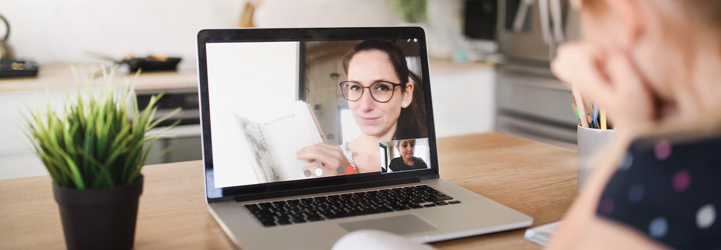 Woman teaching via video chat