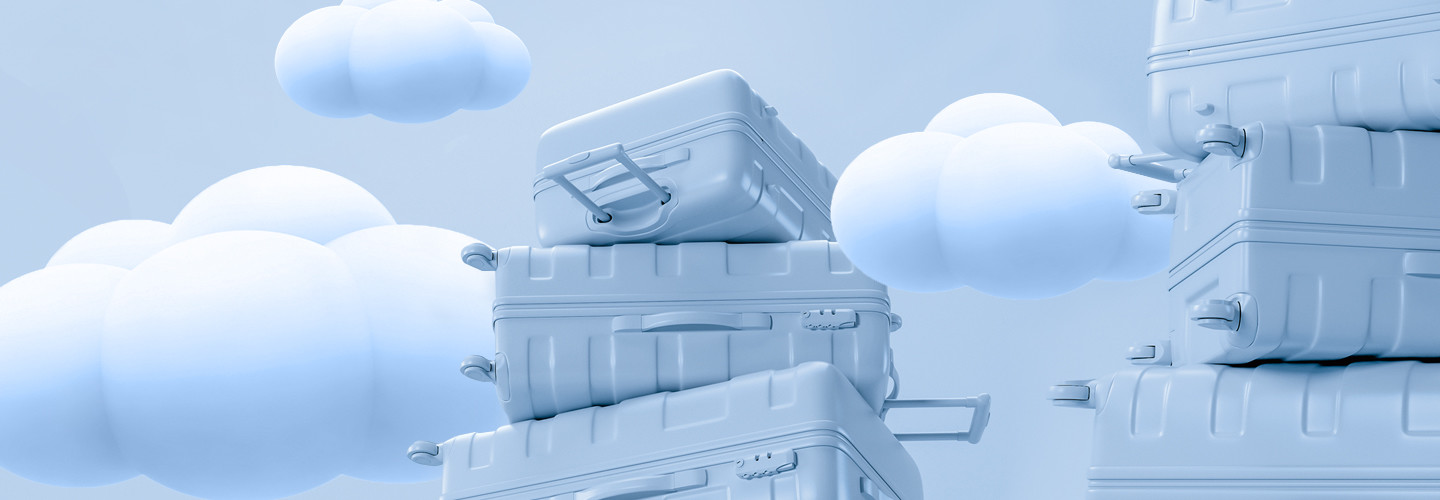 Clouds and suitcases to represent data storage options