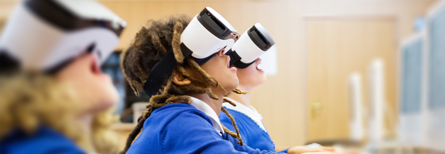 k-12 students using virtual reality eyewear devices
