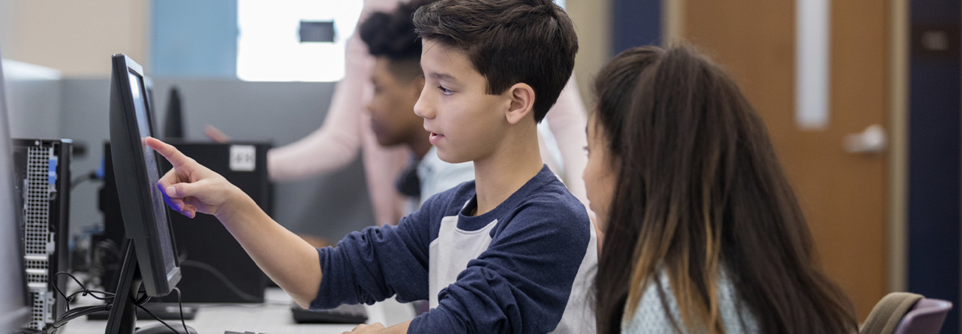 Students working at computer