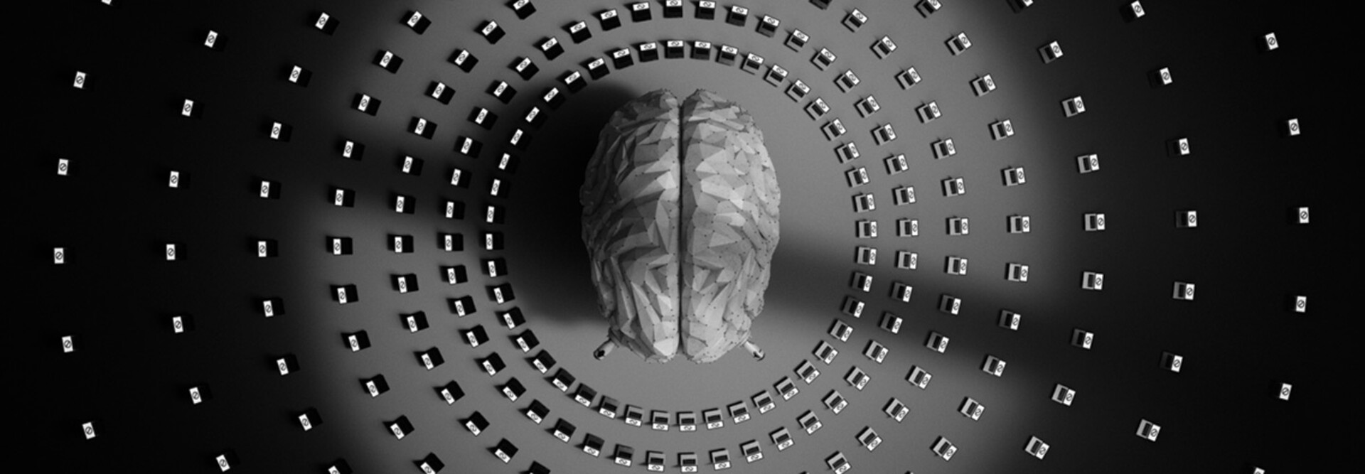 Black and white brain concept for AI security