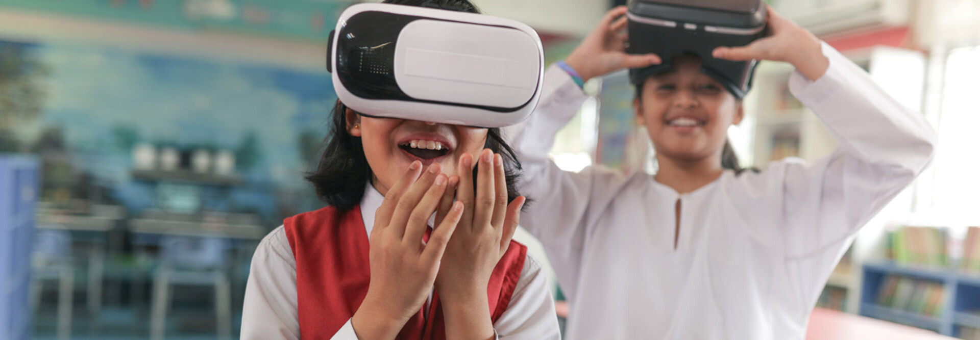 Students using VR in classroom