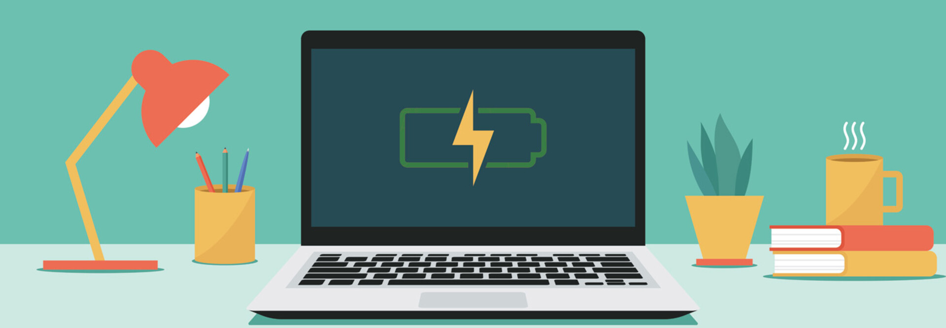 Illustrated laptop with low battery