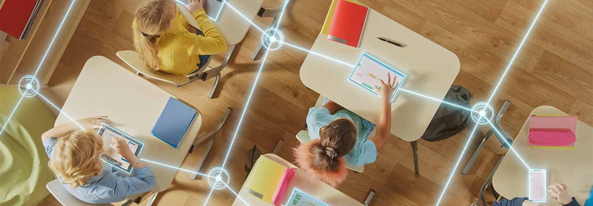 Students using tech in the classroom