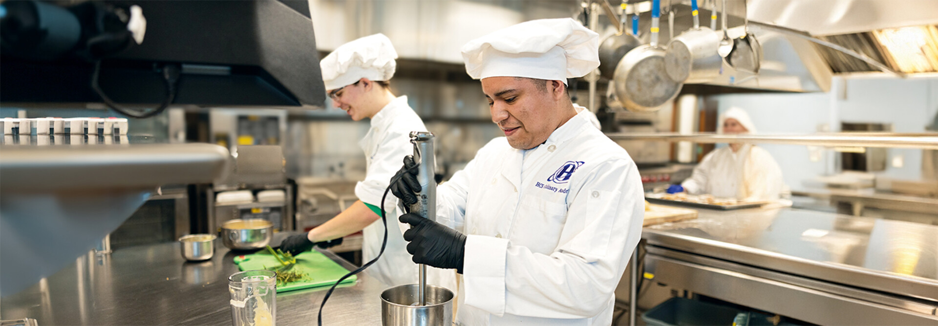 Working in restaurant kitchen