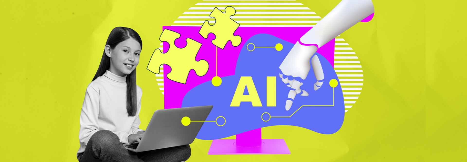 girl with AI and laptop