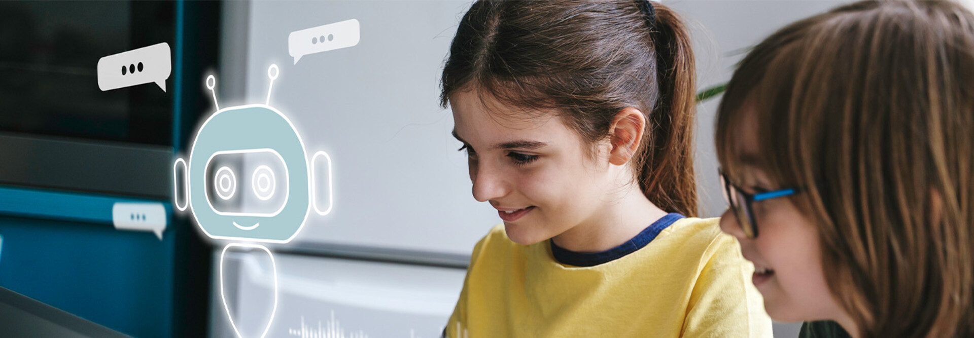 Students interacting with AI