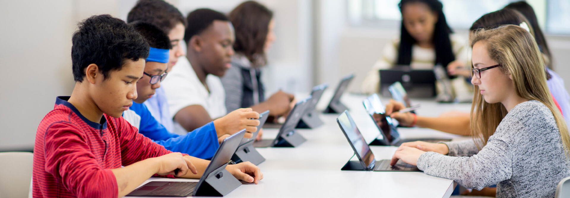 Students using tablets