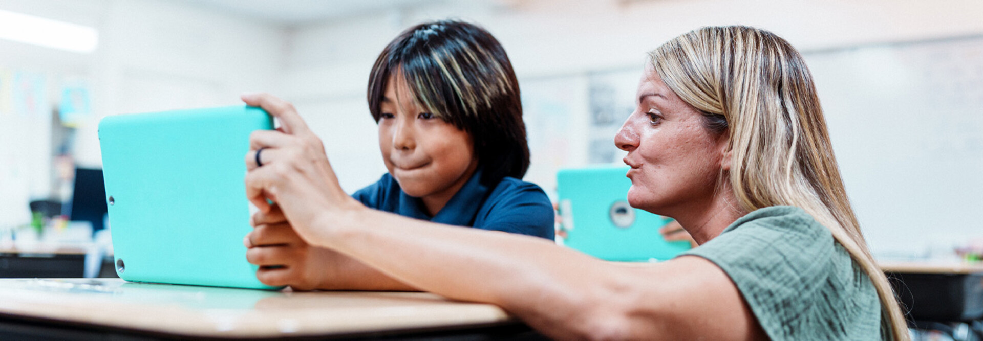 Student using tablet