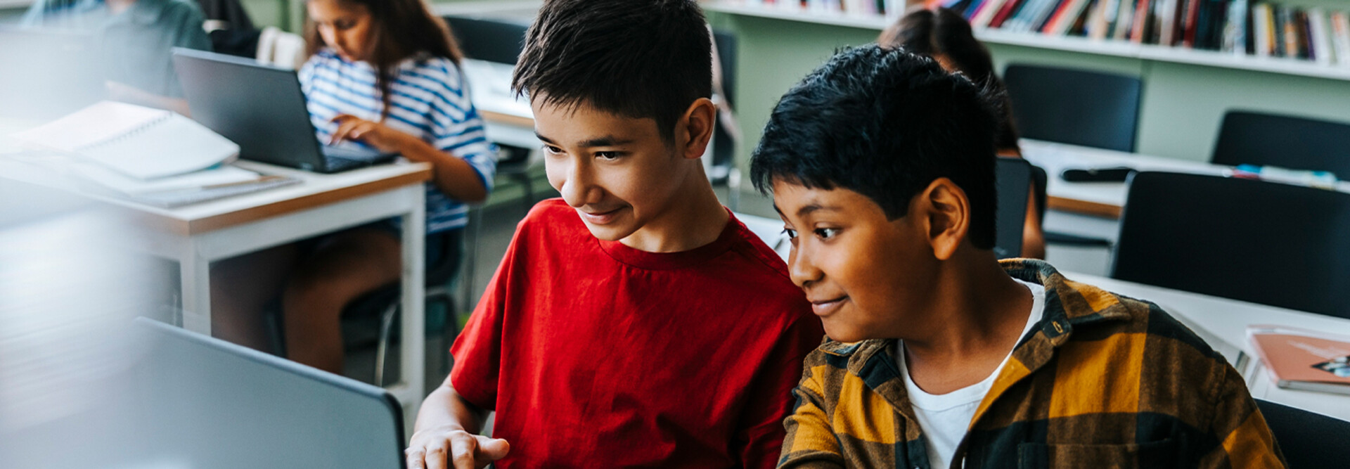 Students using laptops