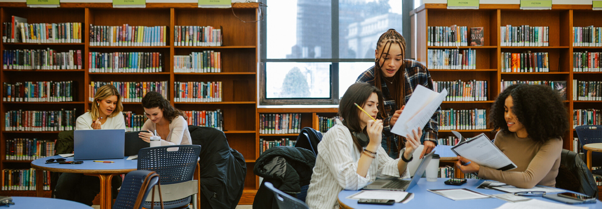 Students in library