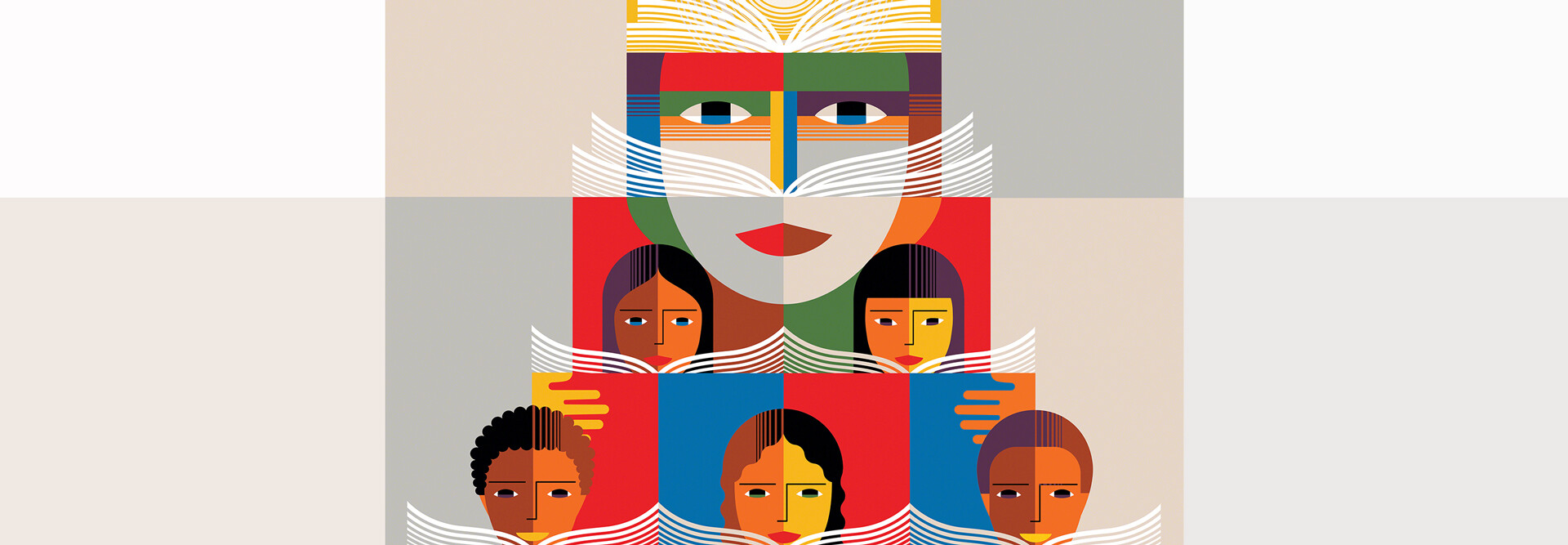 Illustration of kids reading