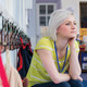 Teacher sitting on bench in school professional development