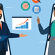 Illustration of coworkers discussing data