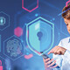 K–12 student learning about cloud security and data privacy on mobile phone