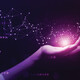 Hand holding glowing network connection
