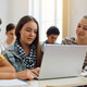 Students collaborating in class