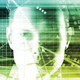 Portrait of person obscured by technology overlay to symbolize cybersecurity and physical security