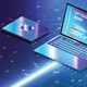 Illustration of a laptop against a blue background