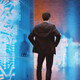 Businessperson standing in VR environment