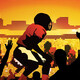 Illustration of people cheering in front of giant screen showing school football game