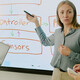 Students using an interactive board