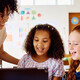 Students using tech in the classroom
