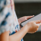 Young student using phone