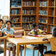 Students reading in library