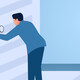 Illustration of person closely reviewing documents