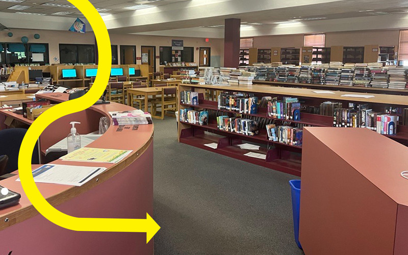 a before photo of the School District of Indian River County’s Sebastian River High School library