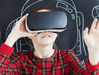 Female student with virtual reality headset