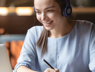 Woman taking a video conference call