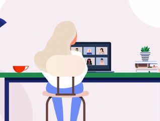 illustration of woman using computer