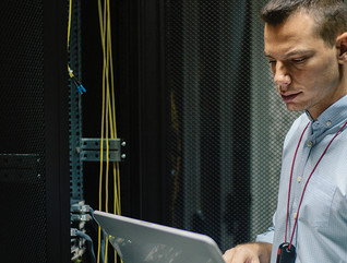 IT engineer working in server room