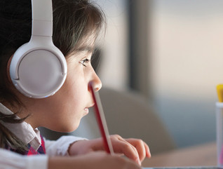 Girl learning in online school
