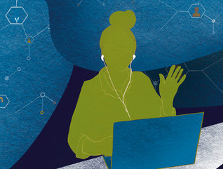 Illustration of student with laptop