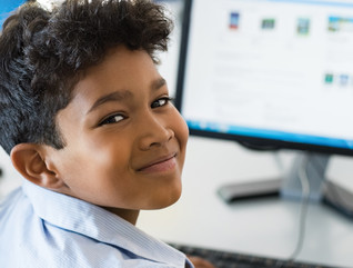 Student using desktop computer