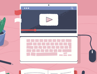 Illustration of a student's desk for online school