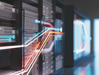 data center with illustration to show hyperconverged infrastructure