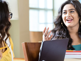 Students studying in library